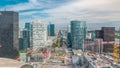 Aerial view of Paris and modern towers timelapse from the top of the skyscrapers in Paris business district La Defense Royalty Free Stock Photo