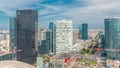 Aerial view of Paris and modern towers timelapse from the top of the skyscrapers in Paris business district La Defense Royalty Free Stock Photo