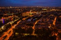 Aerial view of Paris at night Royalty Free Stock Photo