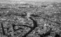 Aerial view Paris old photo Arc du Triomphe Royalty Free Stock Photo