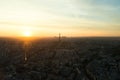 Aerial view of Paris skyline with Eiffel Tower at sunset. Eiffel Royalty Free Stock Photo