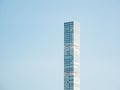 Aerial view of 432 Park Avenue building on blue sky background in New York City, United States Royalty Free Stock Photo