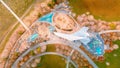 Aerial view of a park in Corktown during the morning, Michigan Royalty Free Stock Photo