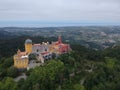 Aerial view of The Park and National Palace of Pena in Sintra, Portugal Royalty Free Stock Photo