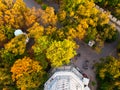 Aerial view of park under Petrin Tower in Prague