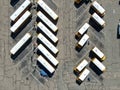 Aerial view of parking lot for autobus and trucks. Royalty Free Stock Photo