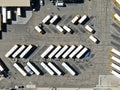 Aerial view of parking lot for autobus and trucks. Royalty Free Stock Photo