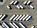 Aerial view of parking lot for autobus and trucks. Royalty Free Stock Photo
