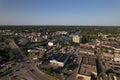 Aerial view of a parking lot in a bustling urban area in Tonawanda, USA