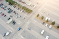 Aerial view of a parking lot near a mall Royalty Free Stock Photo