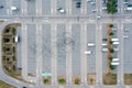 Aerial view of a parking lot near a mall Royalty Free Stock Photo