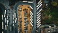 Aerial view of parking spaces near the bus station in Novi Sad, Serbia