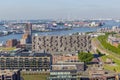 Aerial view of a part of the city of Rotterdam with its canals Royalty Free Stock Photo