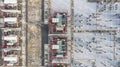 Aerial view part of electric station engineering construction on a electric power plant