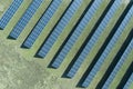 Aerial view of a part of modules or panels of a solar power plant