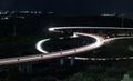 A part of a road junction at night. Transportation and infrastructure concept