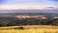 Aerial view of part of Silicon valley, with Stanford University, Palo Alto and Menlo Park spread along the shores of San Francisco Royalty Free Stock Photo