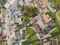 Aerial view of part of a typical English village. Royalty Free Stock Photo