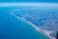Aerial view of French coast Strait of Dover and North Sea Royalty Free Stock Photo