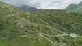 Aerial view of pass San Bernadino in the Swiss Alps