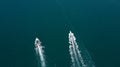 Aerial view of passenger ferry boat in open waters Royalty Free Stock Photo