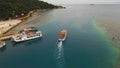 Aerial view of passenger ferry boat. Philippines.
