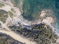 Aerial view of the path of customs officers, vegetation and Mediterranean bush, Corsica, France. Sentier du Douanier Royalty Free Stock Photo