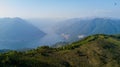 Aerial view of a path leading to Monte Boletto, Alps, near Lake Como. Como, Brunate, Lombardy, Italy Royalty Free Stock Photo