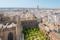 Aerial view of patio of Cathedral of Sevilla from La Giralda, Sevilla