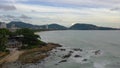 Aerial view Patong beach in dark sunset.