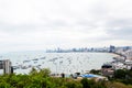 Aerial view Pattaya City. Surf sky overcast with clouds, little sunlight. Famous tourist known around world. Royalty Free Stock Photo