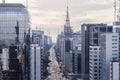 Aerial view of paulista avenue in a cloudy day Royalty Free Stock Photo