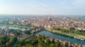 Aerial view of Pavia and the Ticino River, Lombardia, Italy