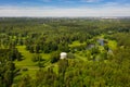 Aerial view of the Pavilion Temple of Friendship in the Public Park in Pavlovsk