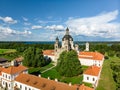 Aerial view of Pazaislis Monastery and Church, the largest monastery complex in Lithuania, located on a peninsula in Kaunas Royalty Free Stock Photo