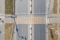 Aerial view on pedestrian crossing with traffic light.