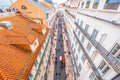 Aerial view of Pedonal street at Lisbon`s Chiado district Royalty Free Stock Photo