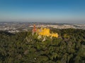 Aerial view of the Pena palace in Portugal