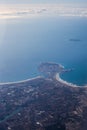 Aerial View of Peniche and Baleal Portugal. View from the porthole Royalty Free Stock Photo