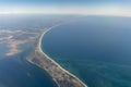 Aerial view of peninsula between Ria Formosa and Atlantic Ocean in Portugal Royalty Free Stock Photo