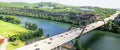 Aerial view Pennybacker Bridge or 360 Bridge in Austin, Texas, U