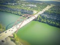 Aerial view Pennybacker Bridge or 360 Bridge in Austin, Texas, U