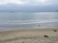 Aerial view of people enjoying the beach at Coronado Island, San Diego, California, USA Royalty Free Stock Photo