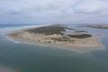 Aerial view of people fishing at the mouth of the Murray River in South Australia Royalty Free Stock Photo