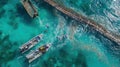 Aerial View of People in the Ocean Royalty Free Stock Photo