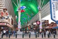 Aerial view of people walking in front of Fremont Street Experience mall in Las Vegas