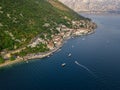 Aerial view of Perast is an old town on the Bay of Kotor in Montenegro.