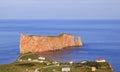 Aerial view of PercÃÂ© Rock and village in Quebec