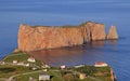 Aerial view of PercÃÂ© Rock and village in Quebec