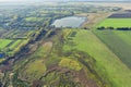 Aerial view of Perfect summer scene of Ukrainian countryside. View from flying drone of countryside landscape on Ukraine